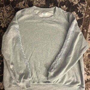 Aerie Gray Cable Knit Sleeve Sweater Size M